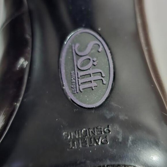 Sofft Burgundy/Wine Patent Leather Womens Pumps W/ Bow Size 8M 4" Heel. Peep toe - Picture 8 of 9